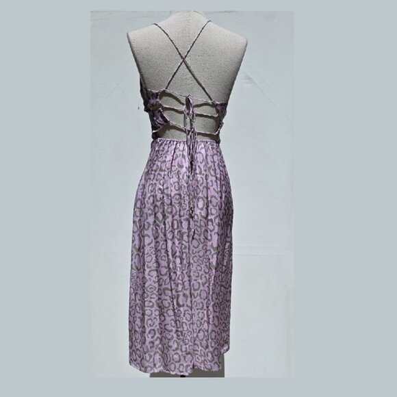 NWT FOR LOVE AND LEMONS JUNE HALTER MIDI DRESS W/LEOPARD PRINT SIZE S - Picture 4 of 5